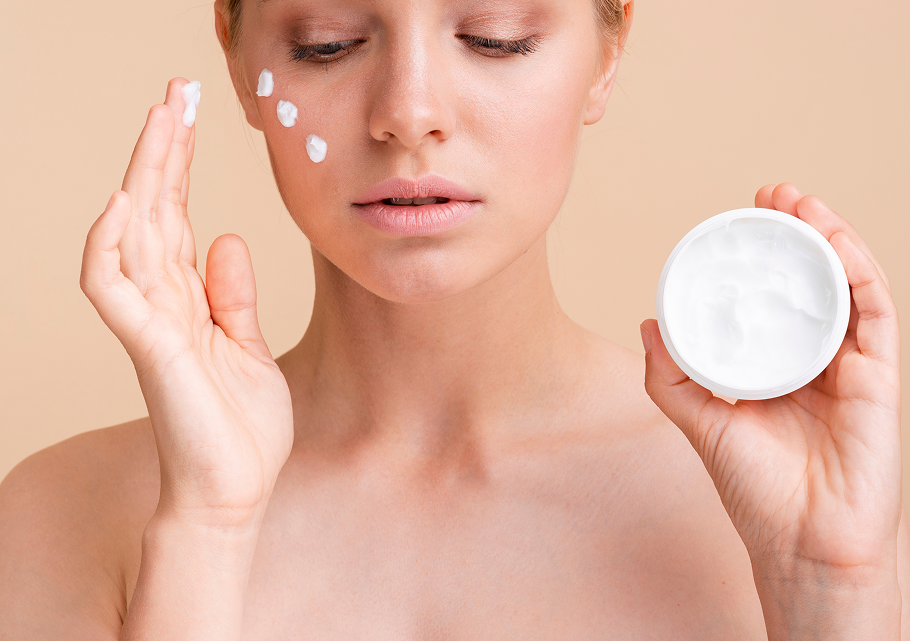 Applying face cream